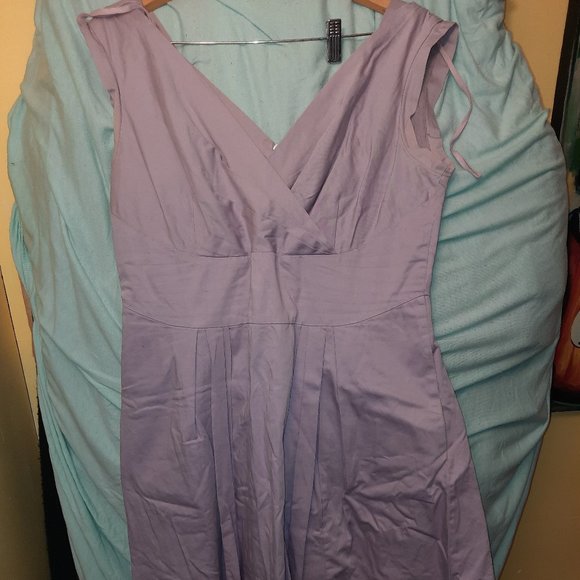 Modcloth x Emily and Fin surplice Keener Postures A-Line Dress lavender - Picture 2 of 6